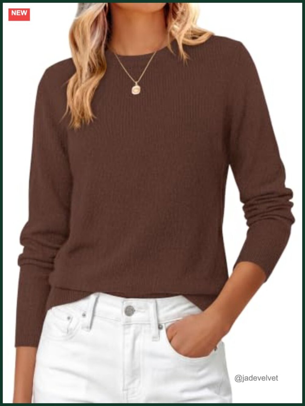 Women's Long Sleeve Crew Neck Pullover Sweater Soft Knit Basic